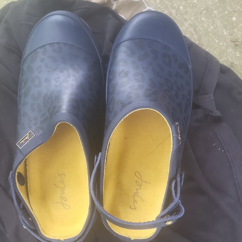 Joules Women's Dark Blue Leopard Mules